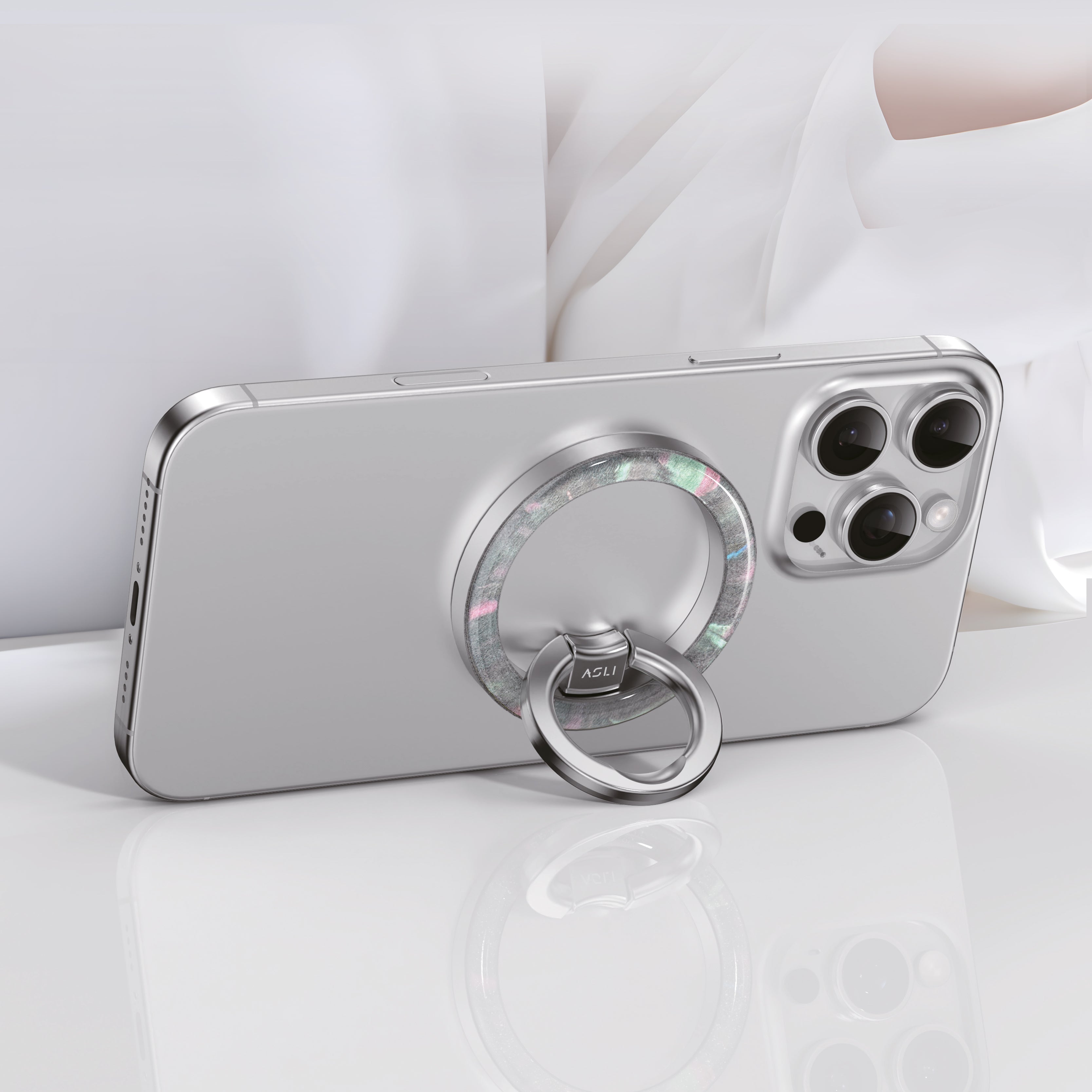 Asli Magnaring Flex Magnetic Phone Holder Ring Stand Shining |White/Silver Asli Magnaring Flex Magnetic Phone Holder Ring Stand Shining |White/Silver